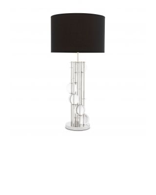 Lámpara de mesa Lorenzo niquelada de Eichholtz con pantalla negra