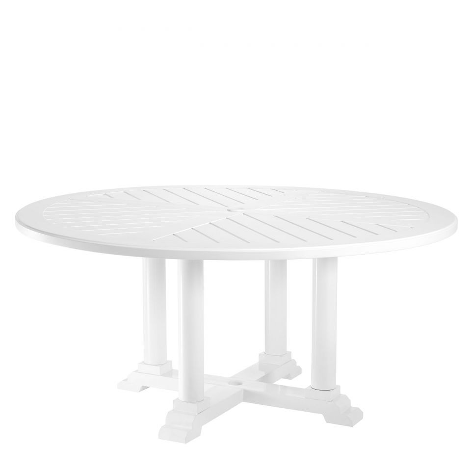 Mesa de comedor Bell Rive de Eichholtz de color blanco Ø 160 cm