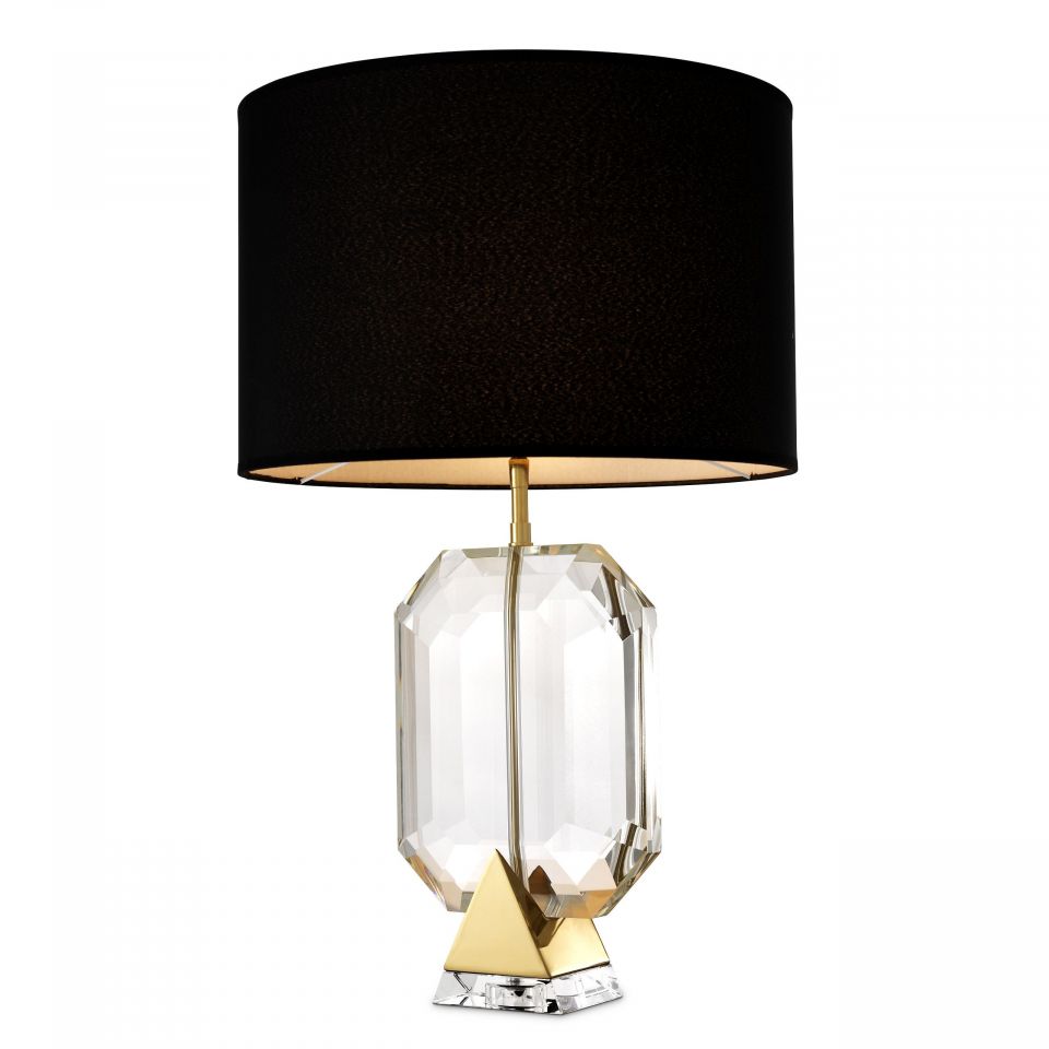 Lámpara de mesa dorada Emerald de Eichholtz con pantalla negra