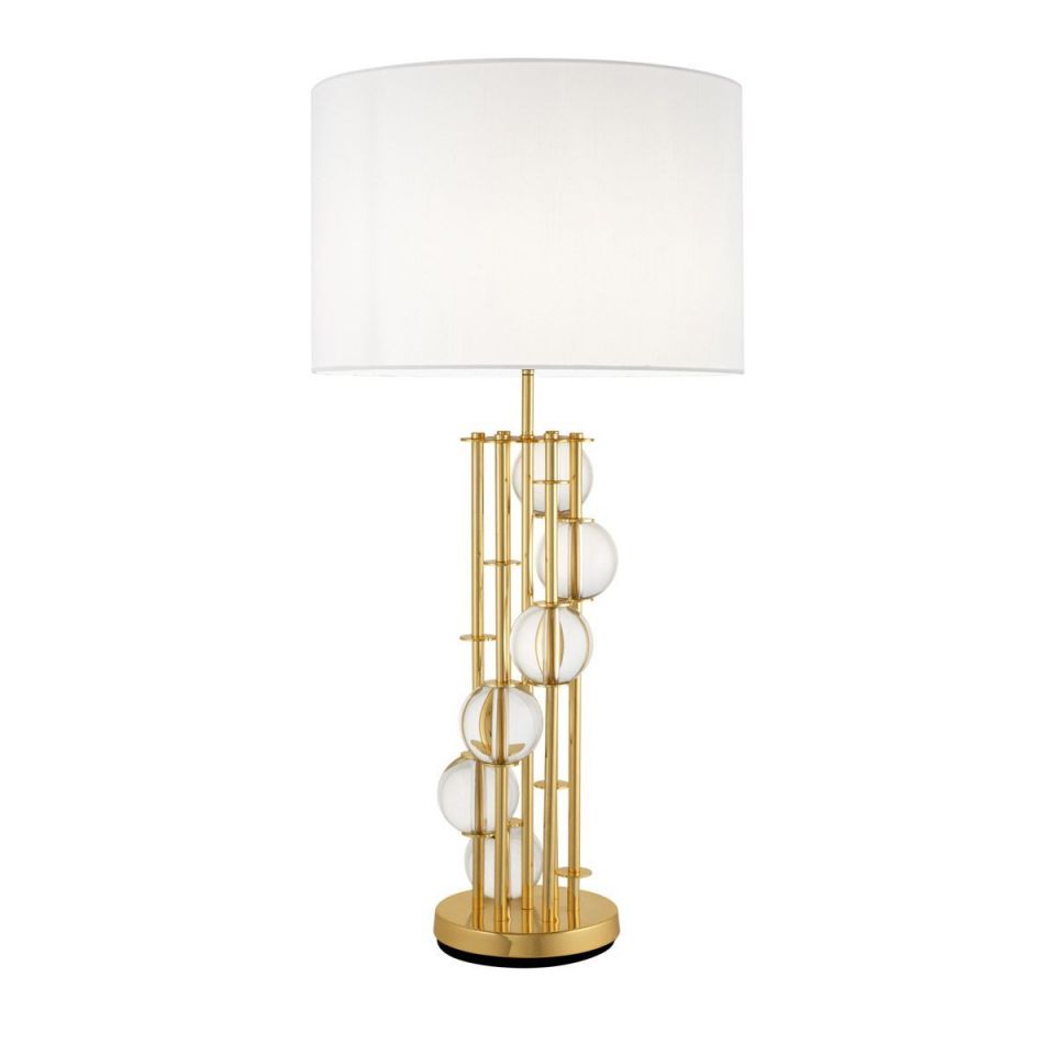 Lámpara de mesa Lorenzo dorada de Eichholtz con pantalla blanca