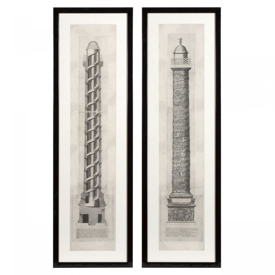 Set de 2 cuadros de la columna Trajano en Roma de Eichholtz