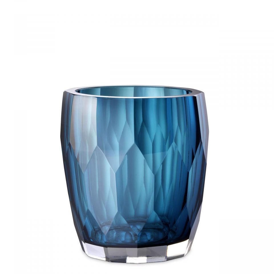 Jarrón Marquis de cristal azul de Eichholtz