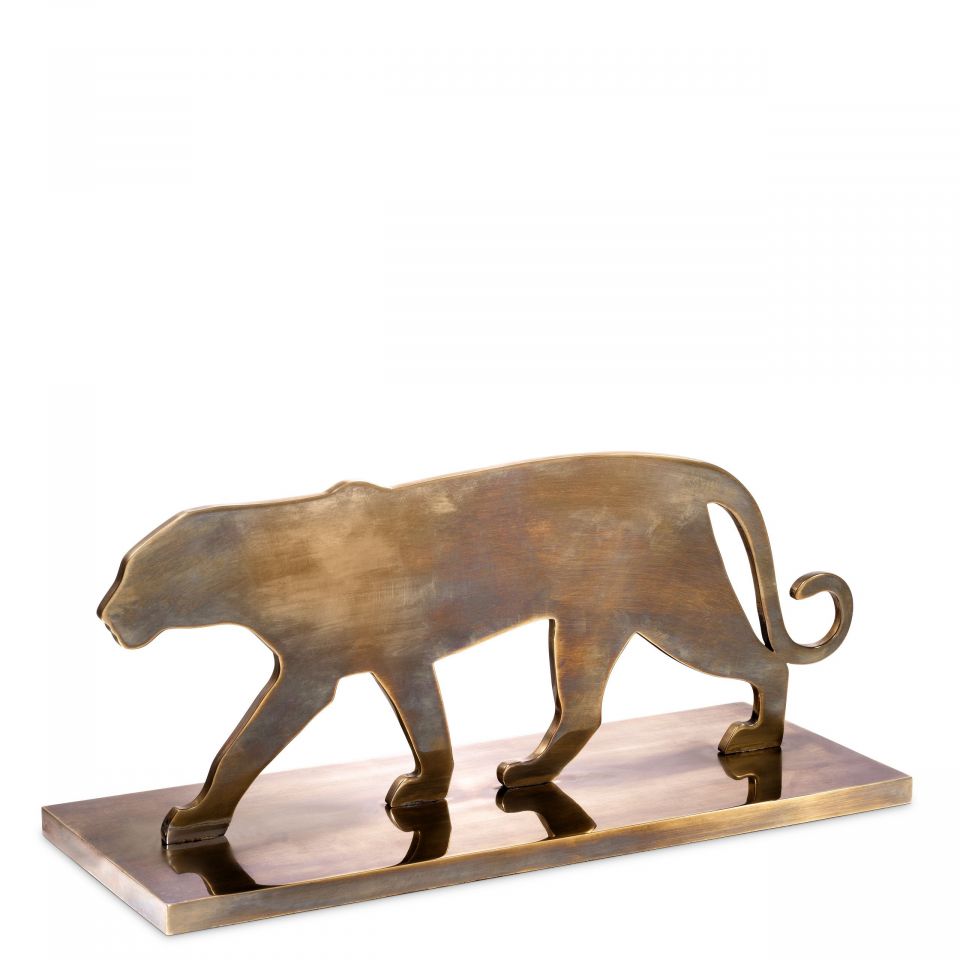 Objeto ornamental Panther de Eichholtz silueta de pantera con acabado de latón antiguo