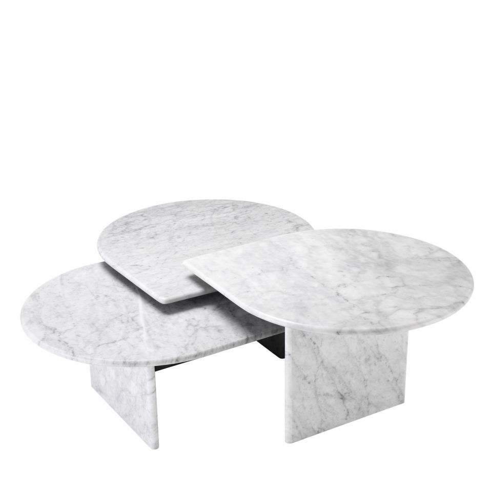 Set de 3 mesas de centro Naples de marmól de Carrara