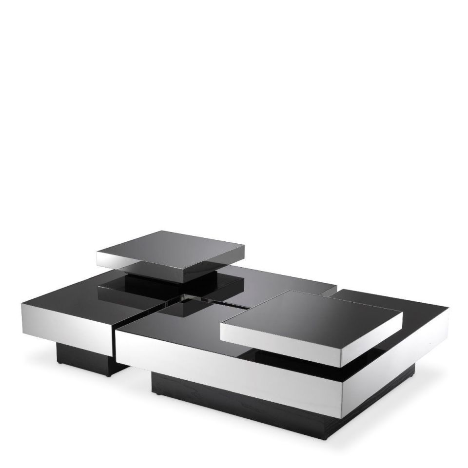 Mesa de centro modular Nio negra y plateada (4 elementos)